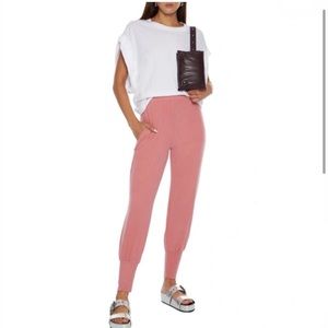 XS Walter Baker salmon pink velour jogger pants w elastic waist